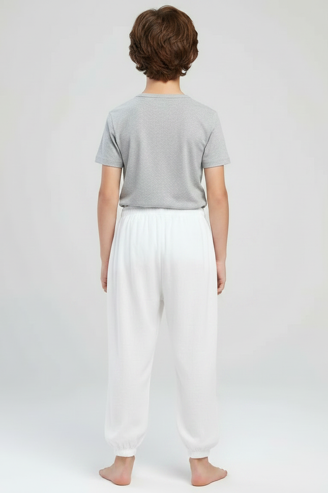 Pantalon Japonais Blanc Ample Coton Enfant Confortable - vue 2