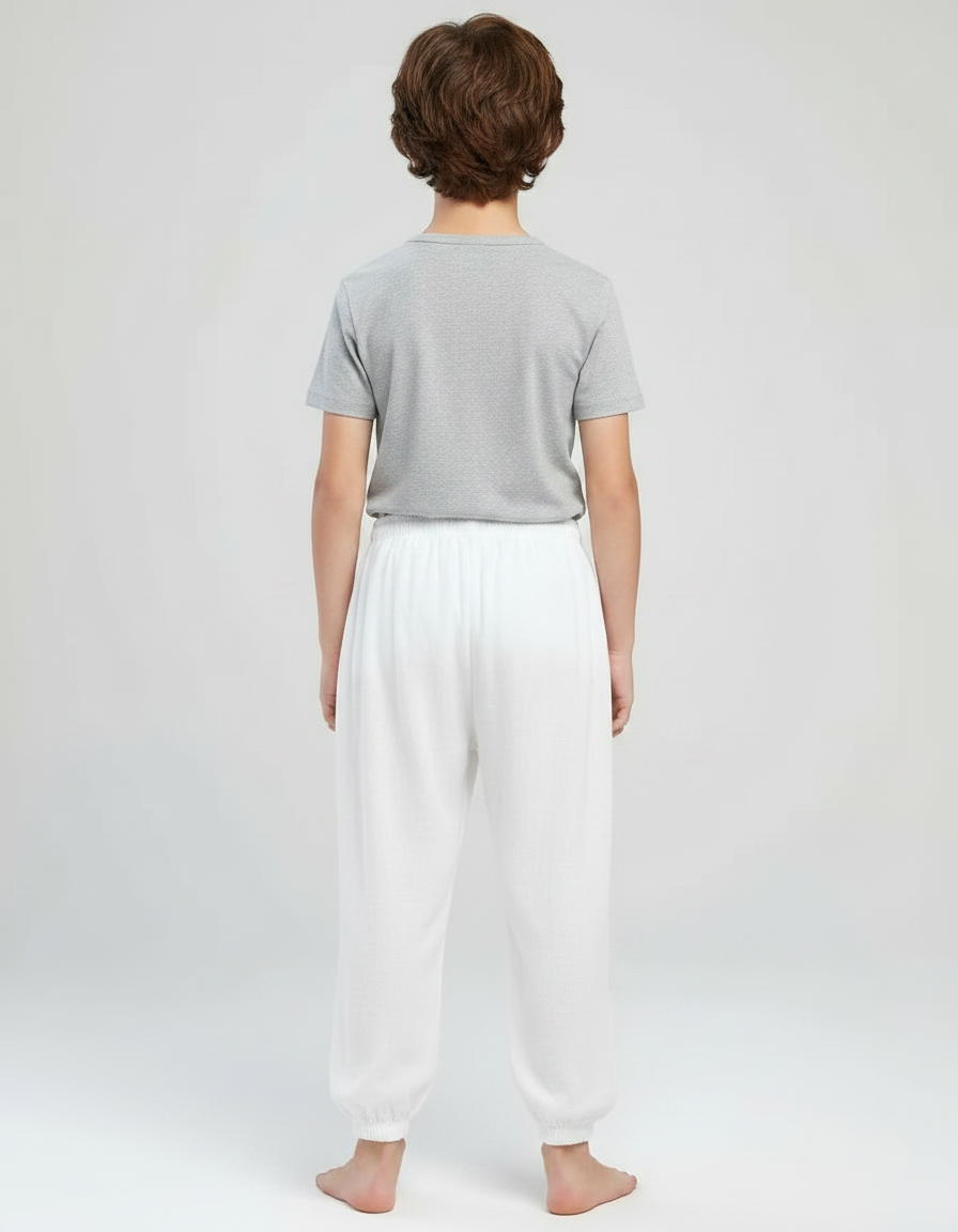 Pantalon Japonais Blanc Ample Coton Enfant Confortable - vue 2