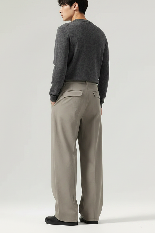 Pantalon Japonais Beige Ample Droit Décontracté Homme - Gabardine - vue 2