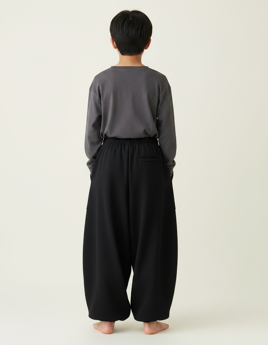 Pantalon Japonais Noir Ample Molleton Enfant - vue 2