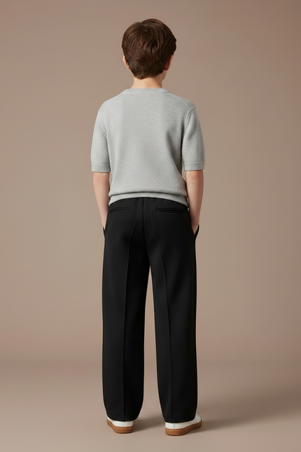 Pantalon Japonais Noir Ample Décontracté Garçon Cordon - Gabardine - vue 2