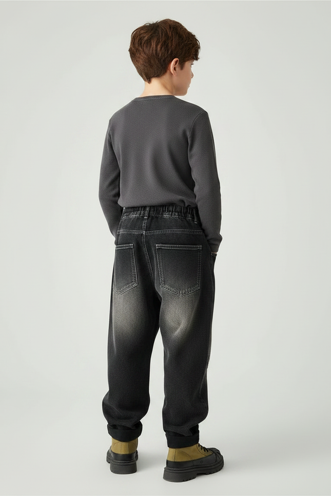Pantalon Japonais Denim Délavé Ample Enfant - Gris Jean - vue 2
