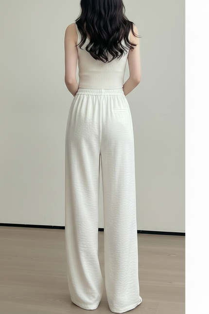 Pantalon Japonais Blanc Fluide Ample Décontracté Chic - Viscose - vue 2