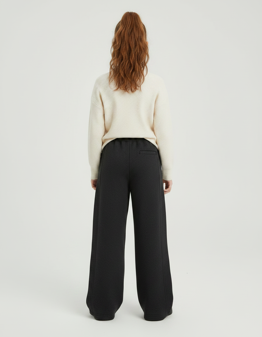 Pantalon Japonais Noir Ample Molleton Chaud Confortable - Gris - vue 2
