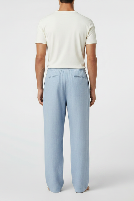 Pantalon Japonais Lin Ample Bleu Ciel Fluide - vue 2