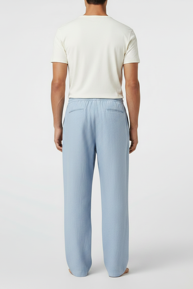 Pantalon Japonais Lin Ample Bleu Ciel Fluide - vue 2