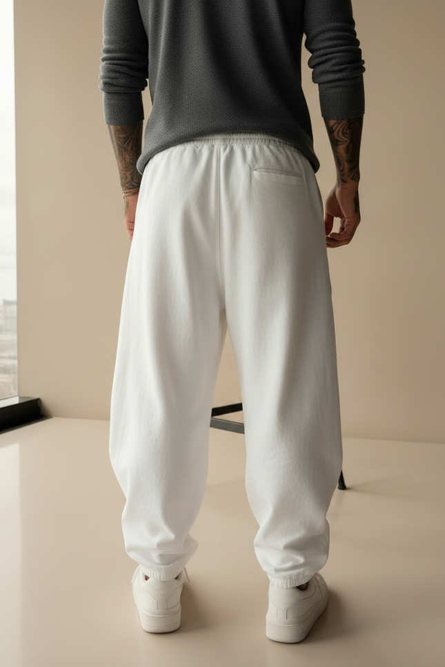 Pantalon Japonais Blanc Ample Cordon Décontracté Homme - Molleton - vue 2