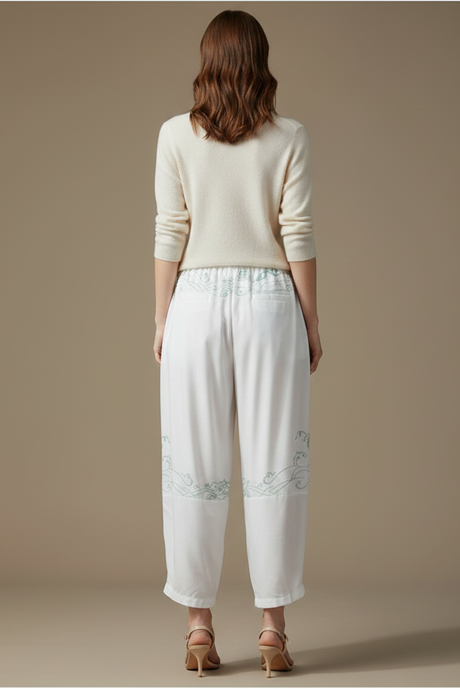 Pantalon Japonais Blanc Dragon Ample Fluide Coton - vue 2