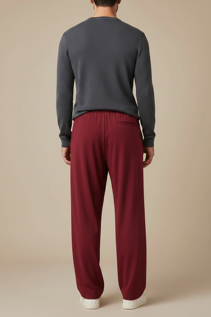 Pantalon Japonais Rouge Ample Décontracté Homme - Bordeaux Polyester - vue 2