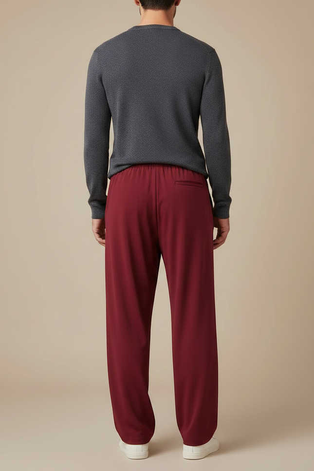 Pantalon Japonais Rouge Ample Décontracté Homme - Bordeaux Polyester - vue 2
