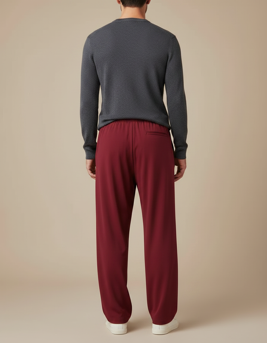 Pantalon Japonais Rouge Ample Décontracté Homme - Bordeaux Polyester - vue 2