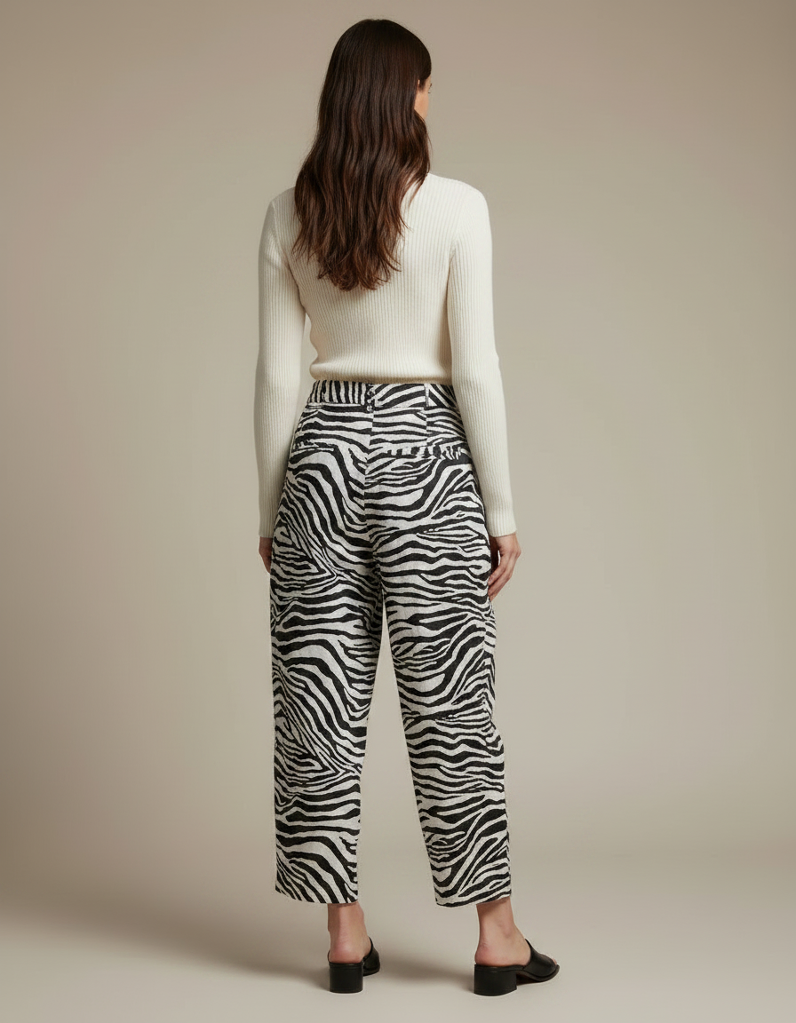 Pantalon Japonais Zèbre Ample Fluide Décontracté - Imprimé Viscose - vue 2