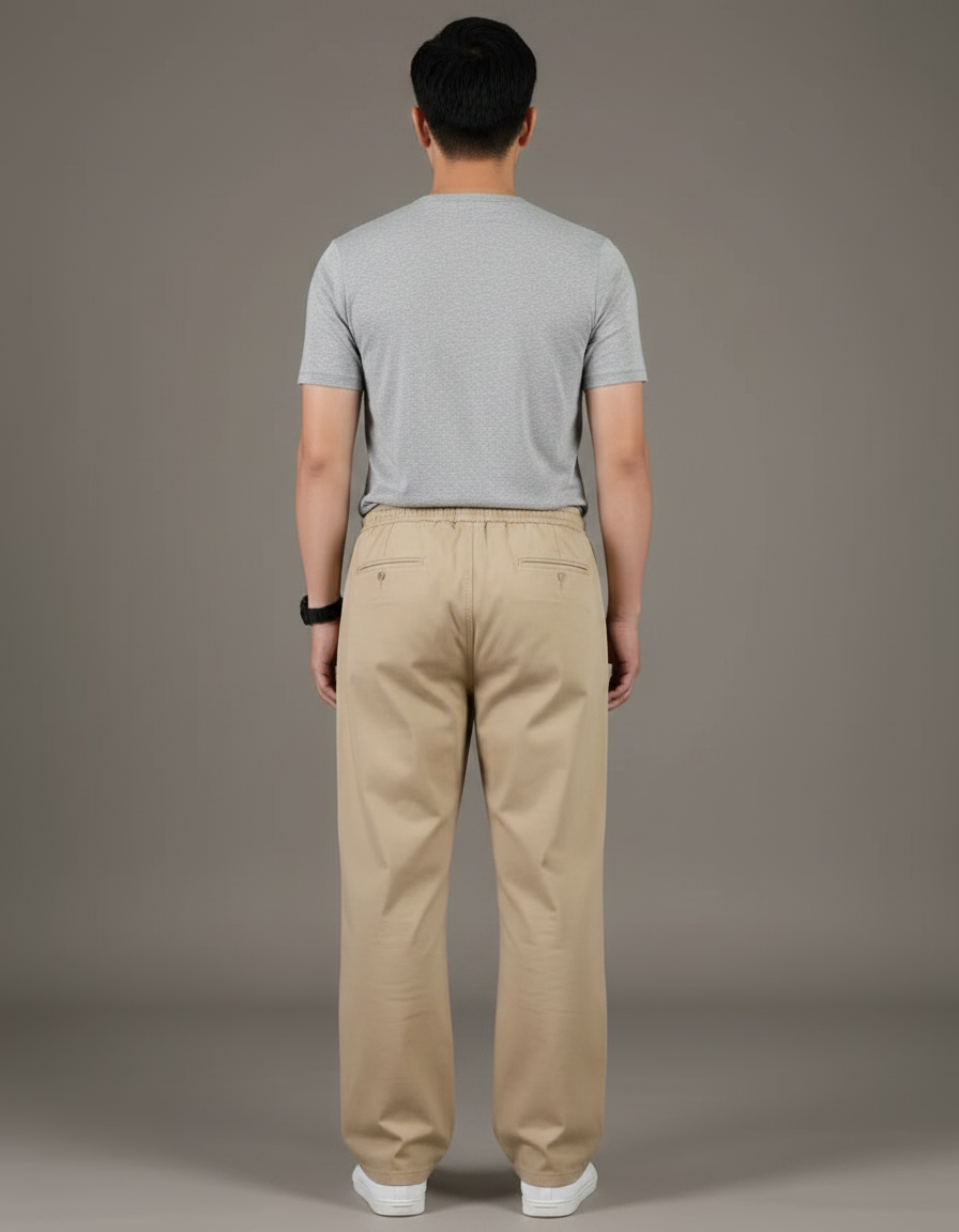 Pantalon Japonais Beige Ample Cordon Décontracté Homme - Toile - vue 2