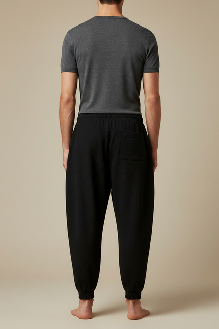 Pantalon Japonais Noir Ample Texturé Confortable Homme - Maille - vue 2