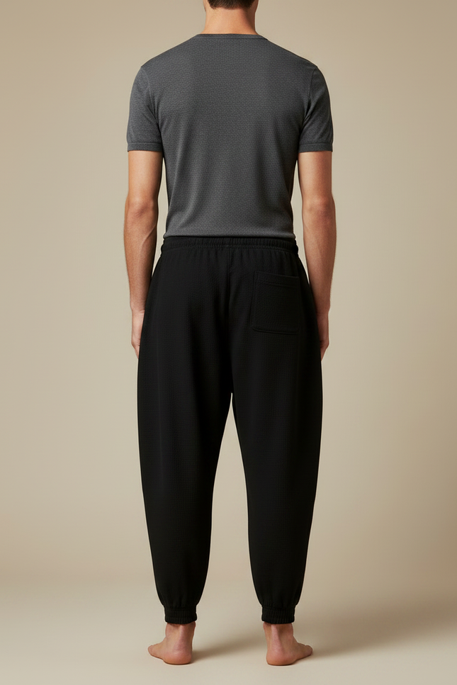 Pantalon Japonais Noir Ample Texturé Confortable Homme - Maille - vue 2
