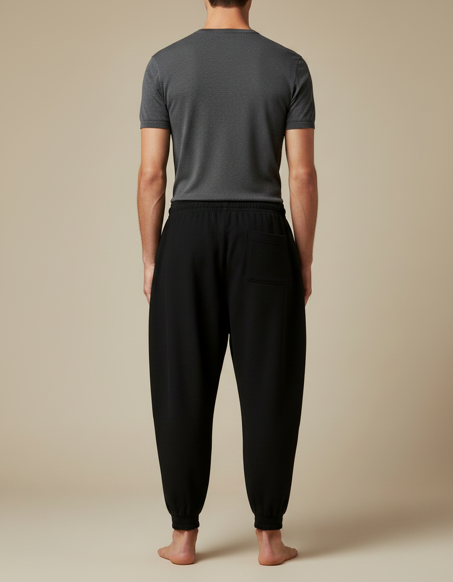 Pantalon Japonais Noir Ample Texturé Confortable Homme - Maille - vue 2