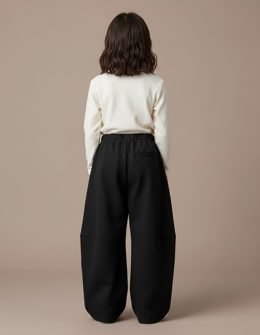 Pantalon Japonais Noir Ample Enfant Décontracté Fille - Gabardine - vue 2