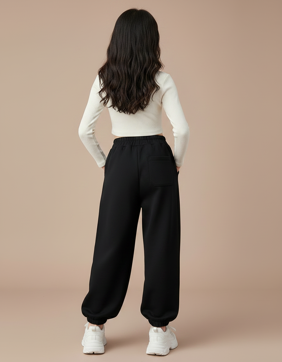 Pantalon Japonais Noir Ample Molleton Décontracté Enfant - vue 2