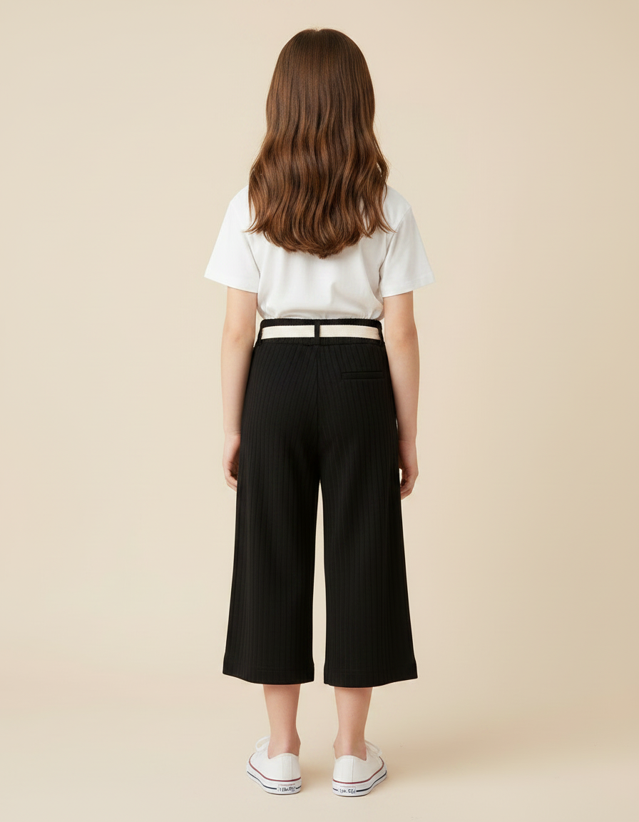 Pantalon Japonais Fille Noir Ample - Maille - vue 2