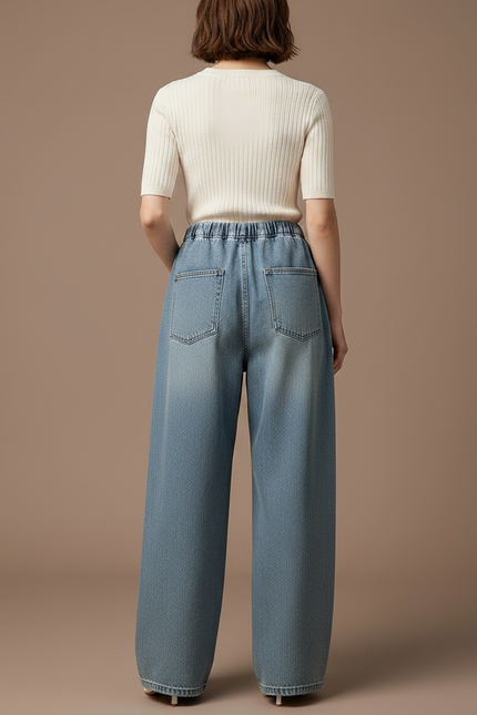 Pantalon Japonais Denim Ample Bleu Clair Femme - Jean - vue 2
