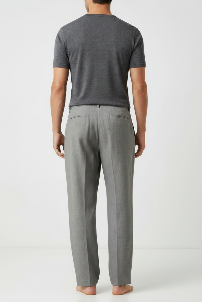 Pantalon Japonais Gris Plissé Ample Confortable Cordon - Gabardine - vue 2