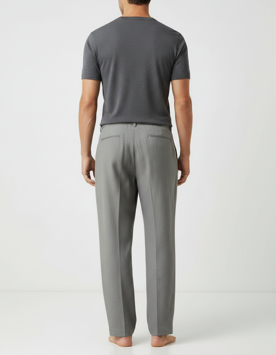Pantalon Japonais Gris Plissé Ample Confortable Cordon - Gabardine - vue 2