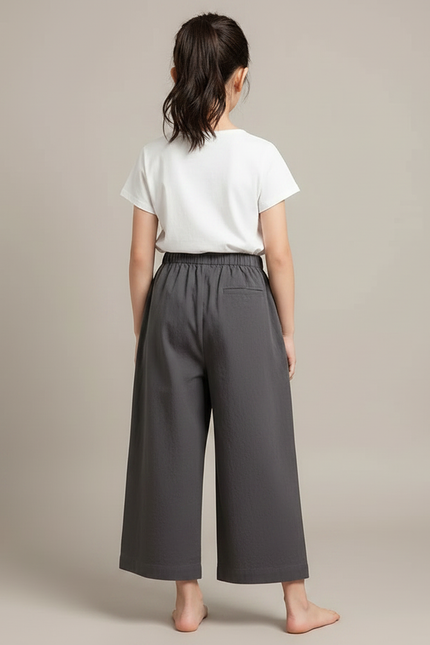 Pantalon Japonais Gris Ample Coton Confortable Fille - vue 2