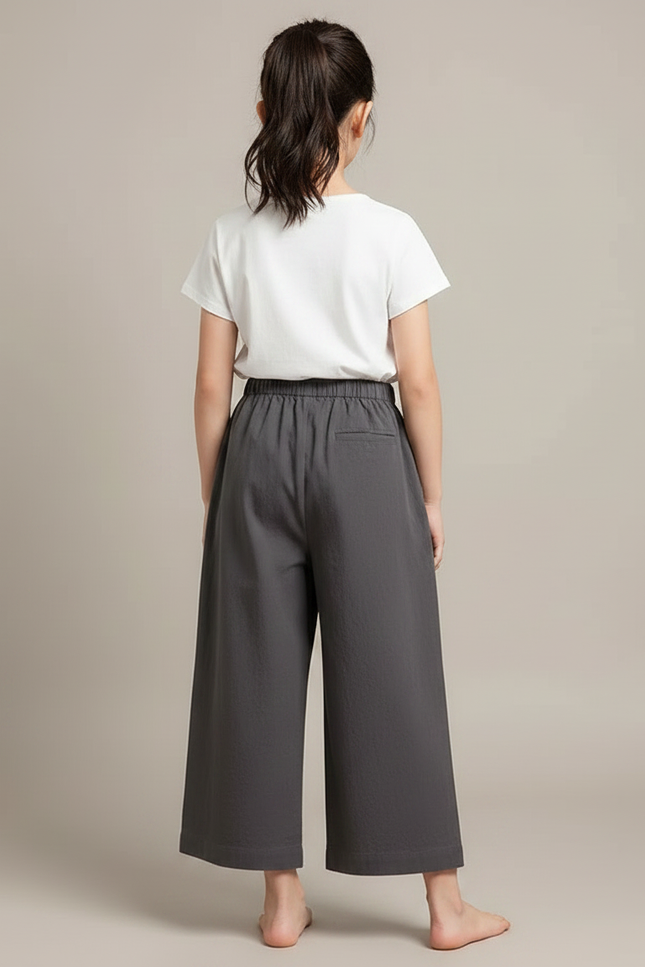 Pantalon Japonais Gris Ample Coton Confortable Fille - vue 2