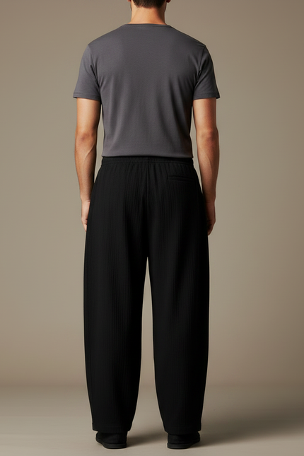 Pantalon Japonais Noir Ample Coton Décontracté Homme - vue 2