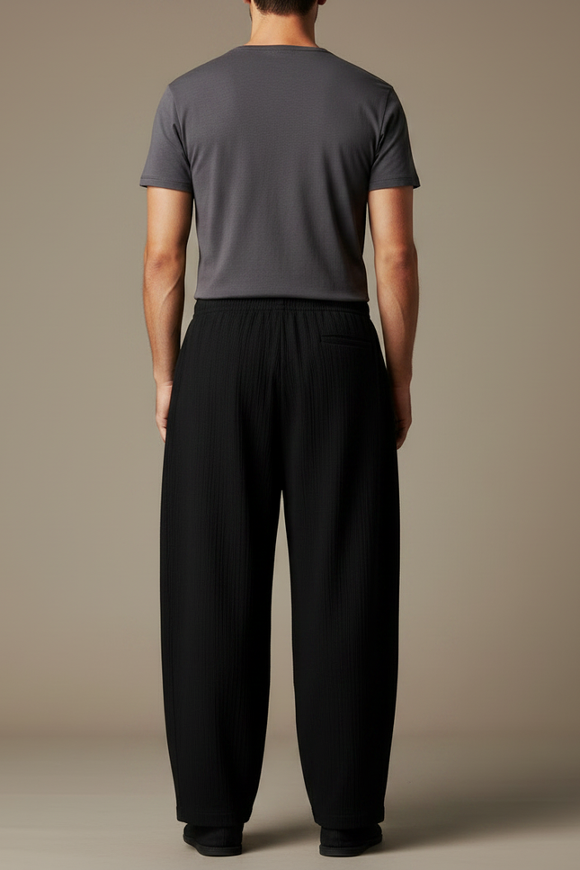 Pantalon Japonais Noir Ample Coton Décontracté Homme - vue 2