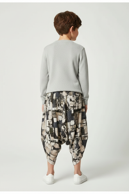 Pantalon Japonais Harem Imprimé Ample Décontracté Enfant - Multicolore Coton - vue 2