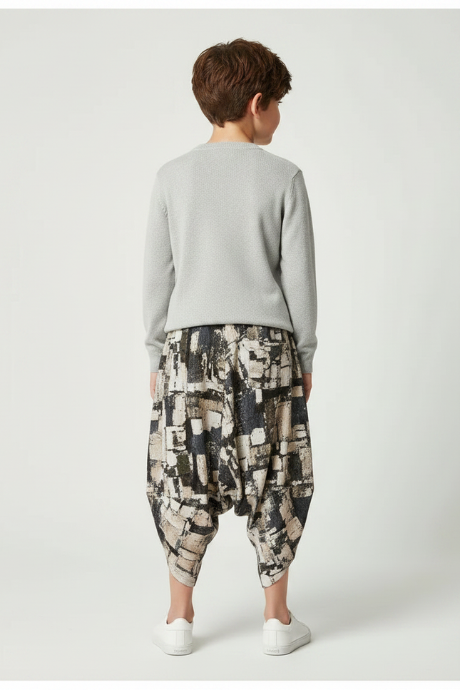 Pantalon Japonais Harem Imprimé Ample Décontracté Enfant - Multicolore Coton - vue 2