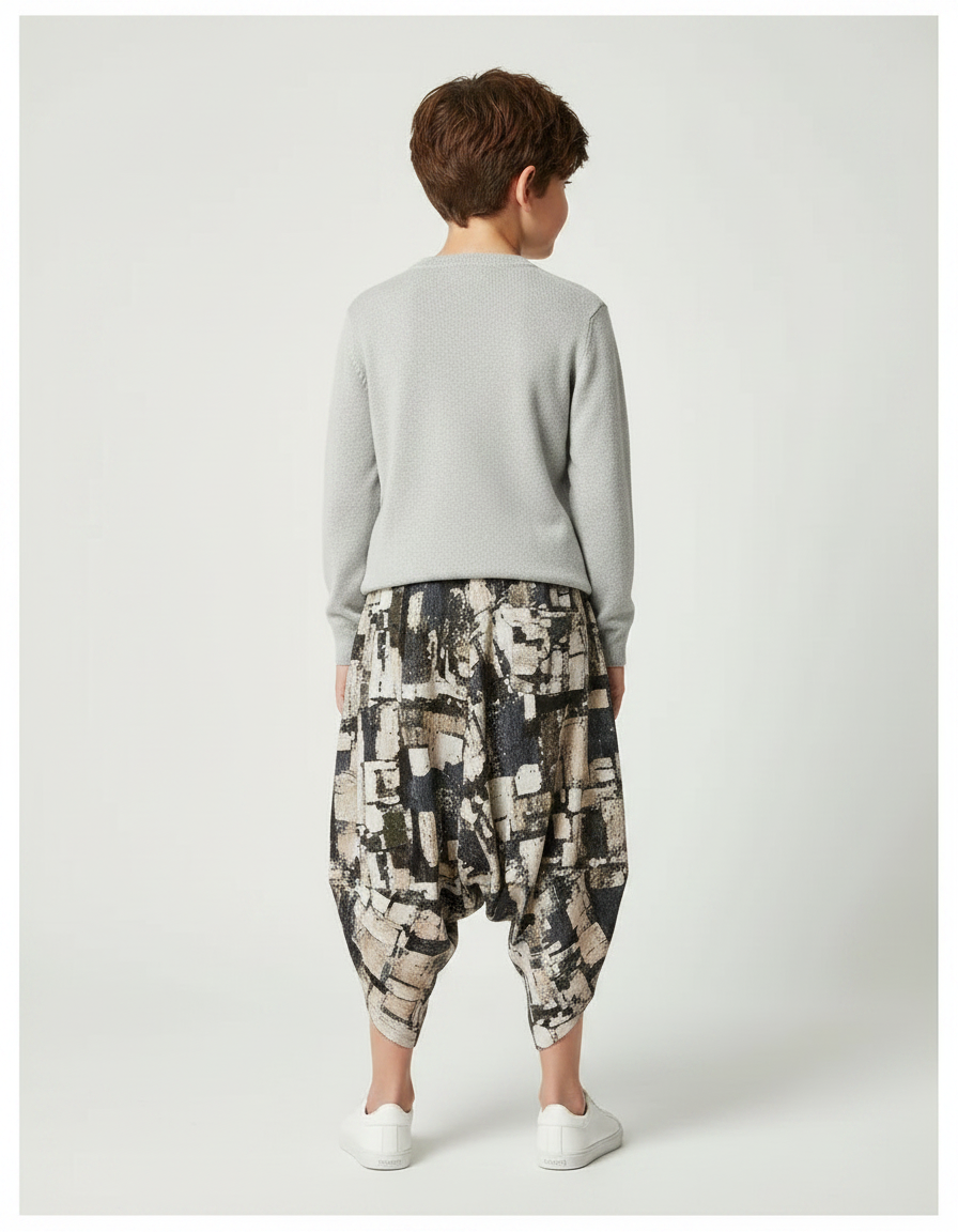 Pantalon Japonais Harem Imprimé Ample Décontracté Enfant - Multicolore Coton - vue 2