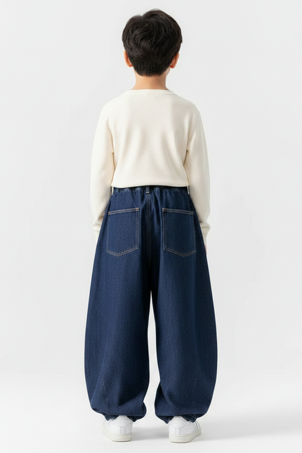 Pantalon Japonais Denim Ample Harem Enfant Bleu - Jean - vue 2
