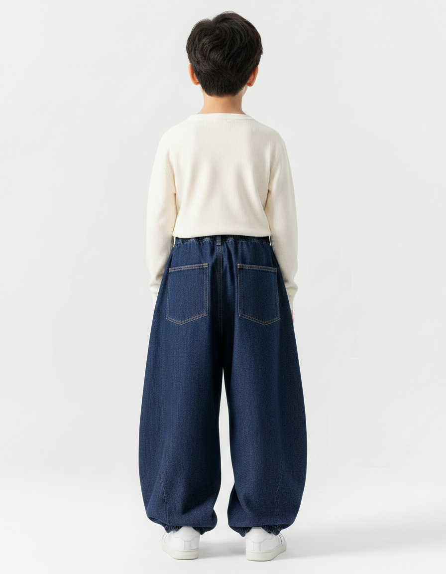 Pantalon Japonais Denim Ample Harem Enfant Bleu - Jean - vue 2