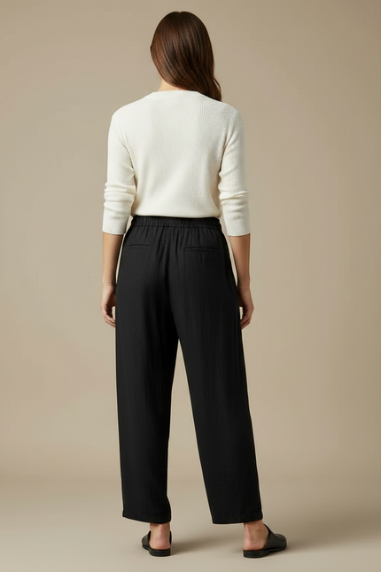 Pantalon Japonais Noir Ample Chat Samurai Coton - Lin - vue 2