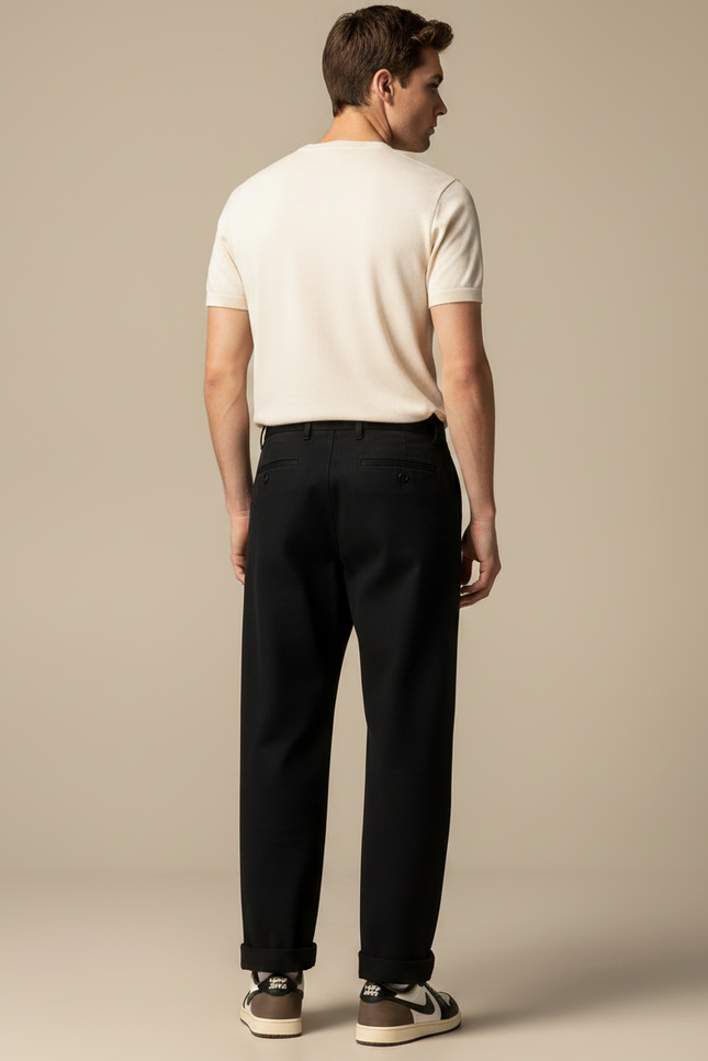 Pantalon Japonais Homme Noir Ample Coton - Gabardine - vue 2