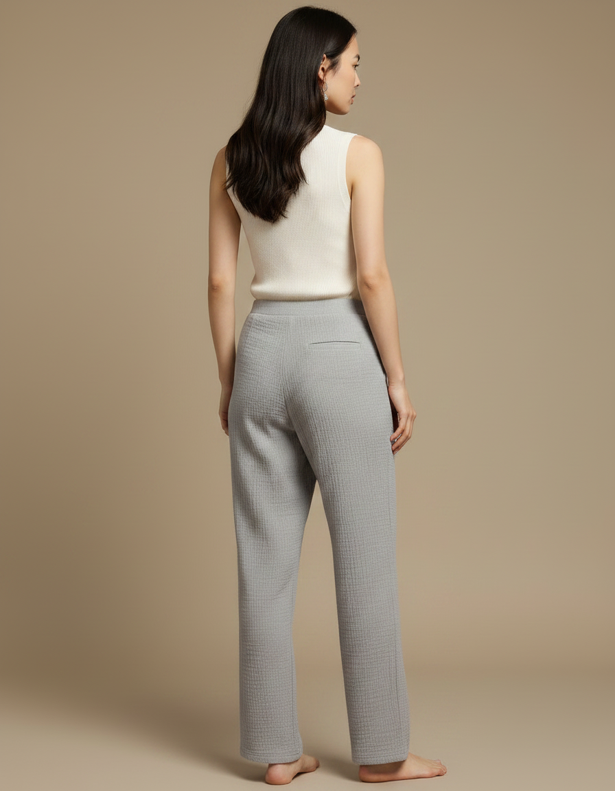 Pantalon Japonais Gris Crêpe Ample Confortable Estival - Coton - vue 2