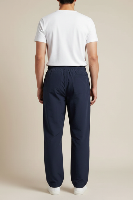Pantalon Japonais Bleu Marine Droit Décontracté Léger - Polyester - vue 2