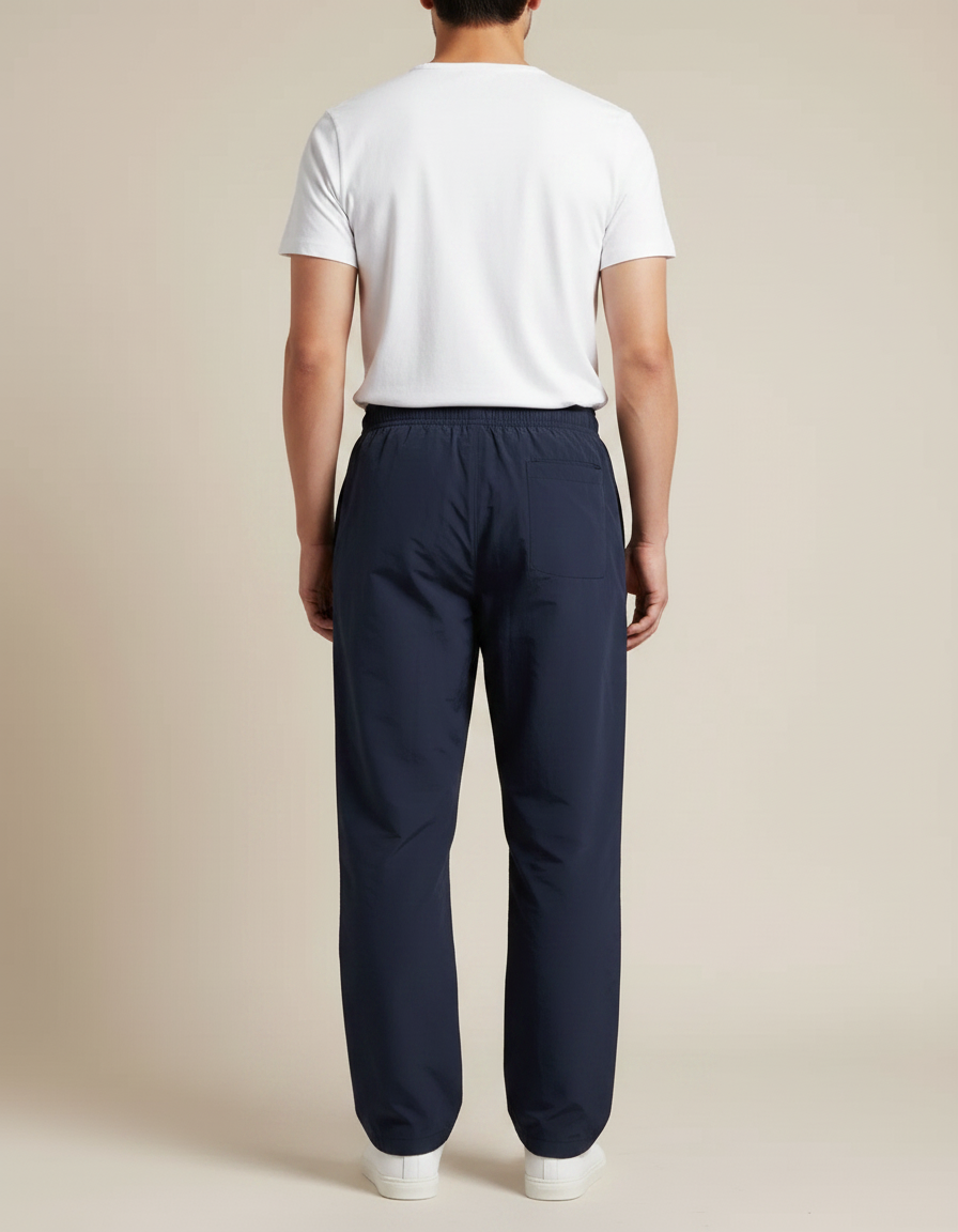 Pantalon Japonais Bleu Marine Droit Décontracté Léger - Polyester - vue 2