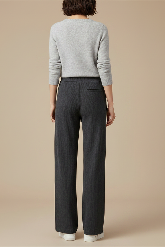 Pantalon Japonais Gris Anthracite Ample Côtelé Décontracté Cordon - Cordé - vue 2