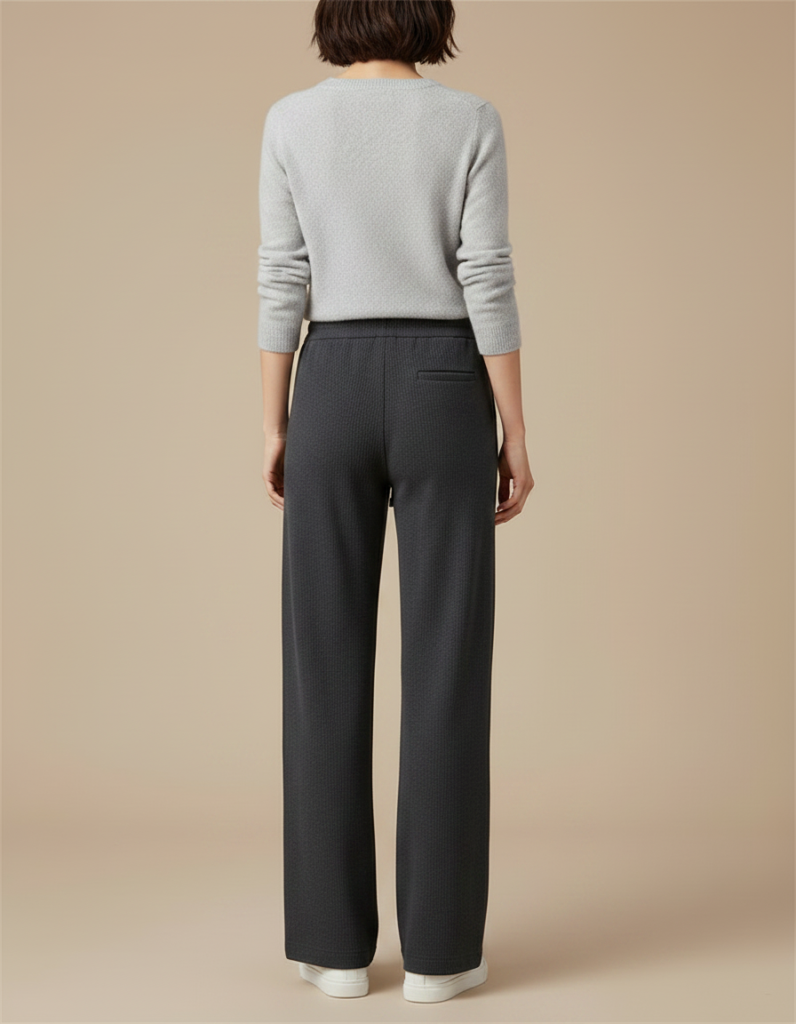 Pantalon Japonais Gris Anthracite Ample Côtelé Décontracté Cordon - Cordé - vue 2