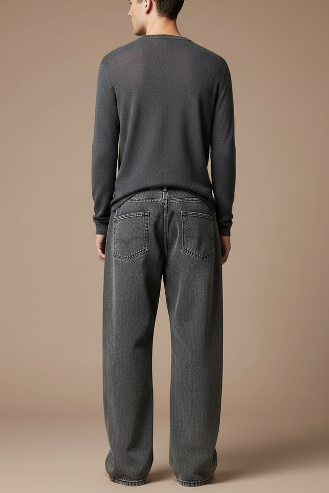 Pantalon Japonais Gris Ample Décontracté Denim Homme - Jean - vue 2