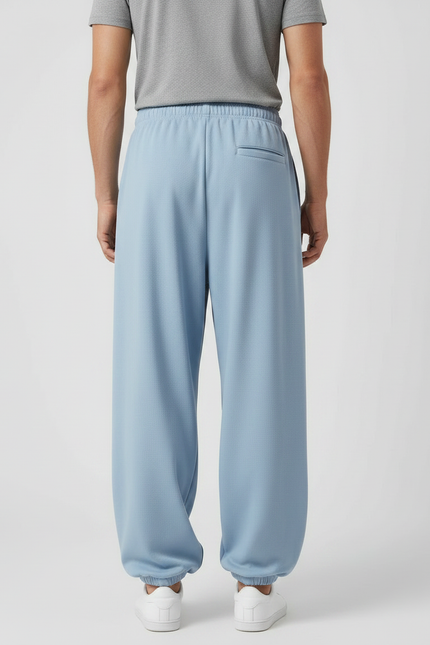 Pantalon Japonais Bleu Clair Ample Confortable Coton - Molleton - vue 2