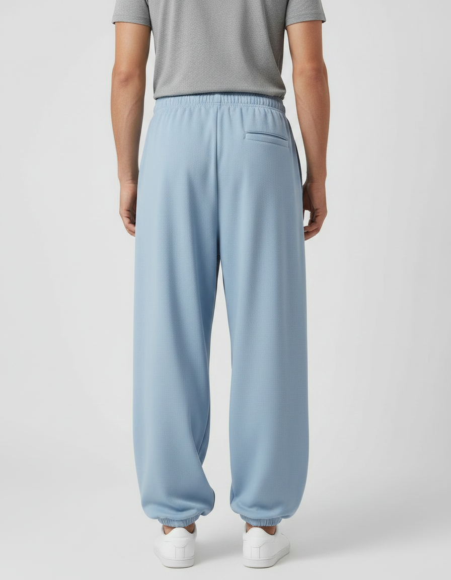 Pantalon Japonais Bleu Clair Ample Confortable Coton - Molleton - vue 2