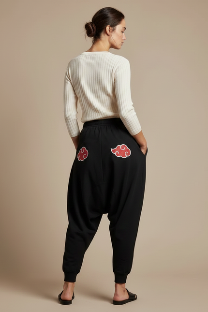 Pantalon Japonais Noir Ample Akatsuki Décontracté Femme - Molleton - vue 2