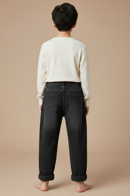 Pantalon Japonais Noir Ample Denim Décontracté Enfant - Jean - vue 2