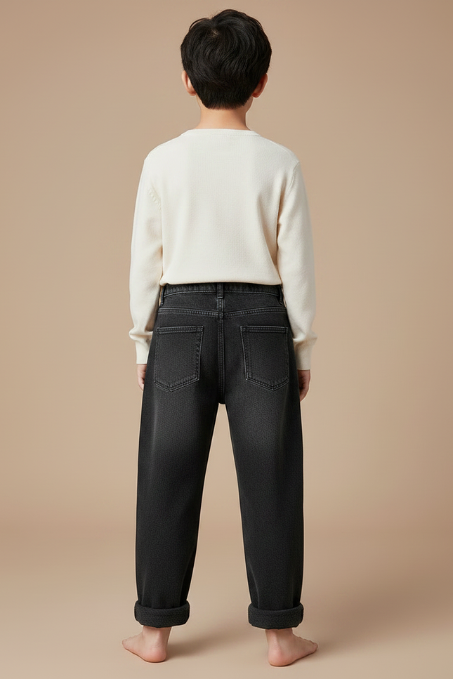 Pantalon Japonais Noir Ample Denim Décontracté Enfant - Jean - vue 2