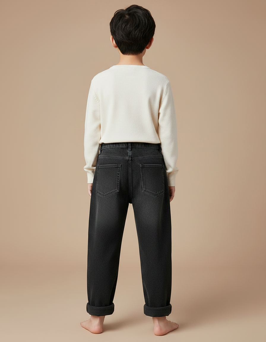 Pantalon Japonais Noir Ample Denim Décontracté Enfant - Jean - vue 2
