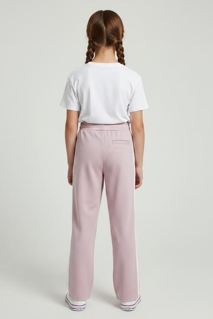 Pantalon Japonais Rose Pâle Ample Rayures Blanches - Polyester - vue 2
